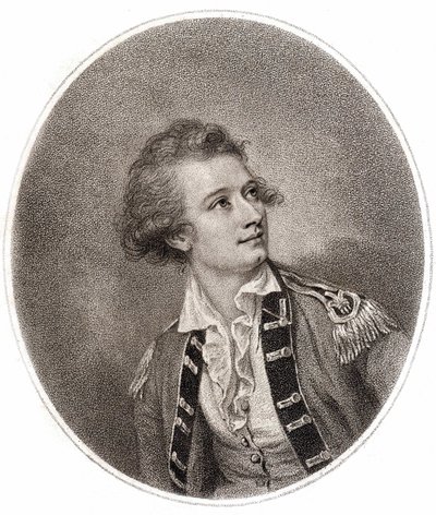 Vicente Lunardi, olasz repülős, aki 1784. szeptember 14-én hajtotta végre az első ballonmászást Angliában. Metszet a 18. század végéről. alkotó: Unknown artist