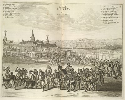 Kilátás Beninre. Őslakosok felvonulása alkotó: Unknown artist