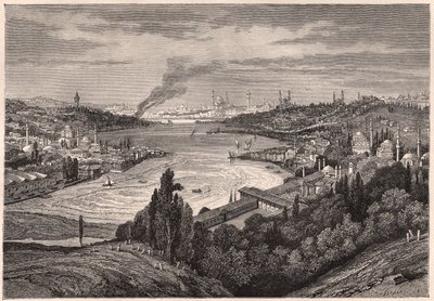 Kilátás Konstantinápolyra, ma Isztambulra és az Aranyszarvra a XIX. században alkotó: Unknown