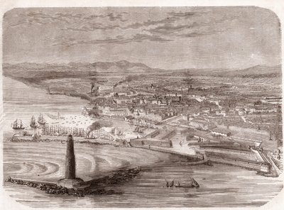 Livorno látképe (Livorno - Toszkána - Toszkána) - Toszkána - metszet 1860 alkotó: Unknown artist