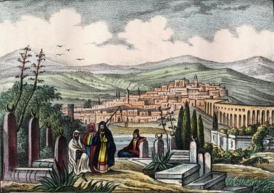 Kilátás Médeára, Algéria ókori római erődítményére. Leone Galibert „” Storia d