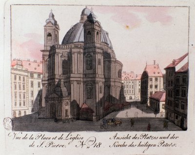 Kilátás a Szent Péter-templom térre, Bécsben, Ausztriában. alkotó: Unknown artist