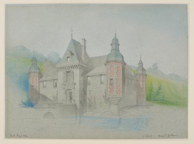 Kilátás egy kastélyra a folyón alkotó: Unknown artist
