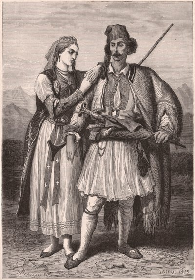 Kilátás egy pár albán népviseletben a XIX alkotó: Unknown