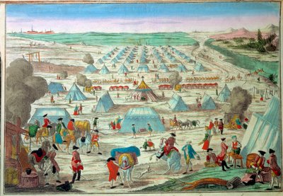 Kilátás egy katonai táborra Poroszországban. Metszet a 19. századi Párizsról, Armee Múzeum alkotó: Unknown artist