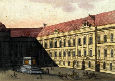 Kilátás a Josephplatz-ra (Joseph platz) Bécsben, Ausztriában. Metszet 1820-ból alkotó: Unknown artist