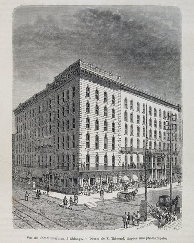 Kilátás a Sherman Hotelre Chicagóban - a „” Le tour du monde”-ban” alkotó: Unknown artist