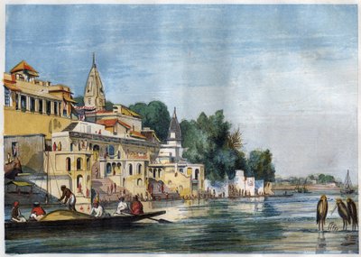 Kilátás a Sutti Chowra Ghatra a Gangesznél, Cawnpore-ban (Kanpur), India 1857-ben. alkotó: Unknown artist