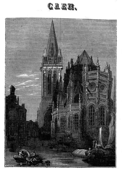 Kilátás Caen városára Normandiában a 19. században. alkotó: Unknown artist