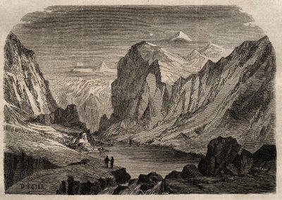 századi svájci Davos országának látványa - Joseph Decembre és Edmond Allonier „” Dictionnaire populaire illustrious” metszet - 1864 - alkotó: Unknown artist