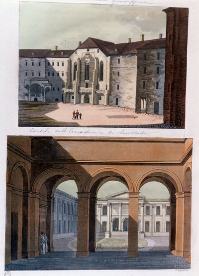 Kilátás az Academie de Neustadt udvarára és a bécsi nyilvános fürdőkre. Ausztria Metszet 1826-os magángyűjteményből alkotó: Unknown artist