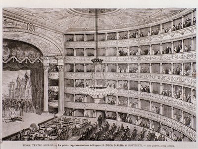 Az Alba hercege című opera első előadásának megtekintése a Teatro Apollo-ban, Rómában alkotó: Unknown artist