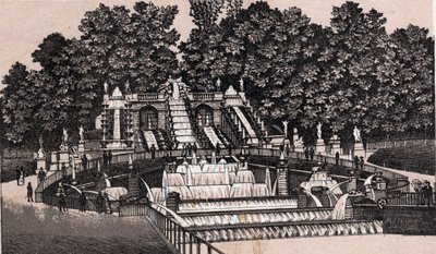 Kilátás a nagy vízesésre a Saint Cloud parkban (Saint-Cloud), Franciaország. in "" A világ 168 nézetet szemléltet"" Keltezés nélküli (XIX. század vége) alkotó: Unknown artist