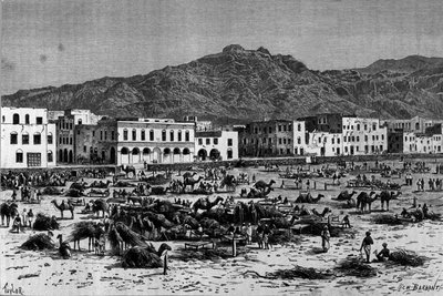 Kilátás Áden felvonulására Abesszíniában. Metszet 1880 körül alkotó: Unknown artist
