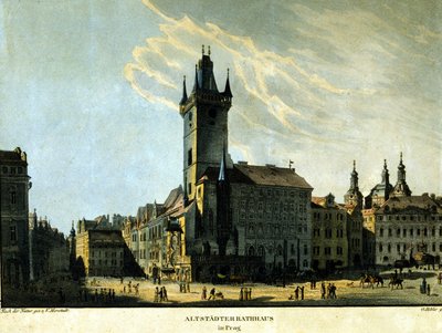Kilátás a régi prágai városházára 1860 körül. alkotó: Unknown artist