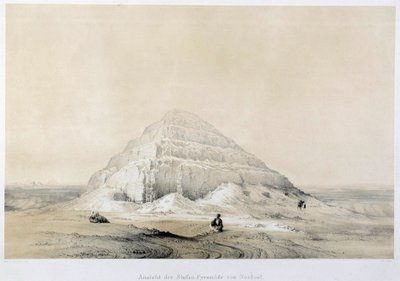 Kilátás a Saqqarah piramisra (Sakkarah). Egyiptom. Illusztráció a 19. századi Párizsról, a francia főiskoláról alkotó: Unknown artist