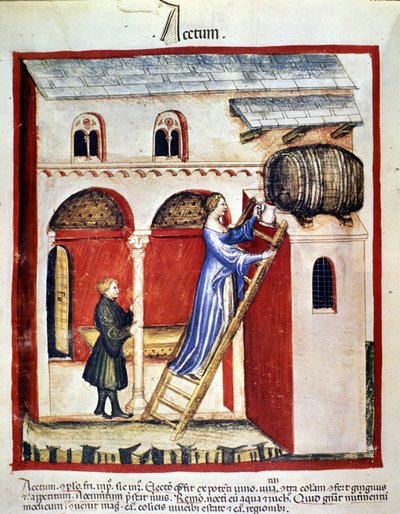Ecet előállítás. Megvilágítás az orvostudomány és a dietetika fejéséből "" Tacuinum sanitatis"" alkotó: Unknown artist