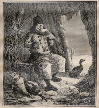 Charles Rabot (1856-1944) utazásai: Szibériai Ostiak (hantik vagy kántok) halat eszik – Metszet a „La Science francaise”-ben alkotó: Unknown artist