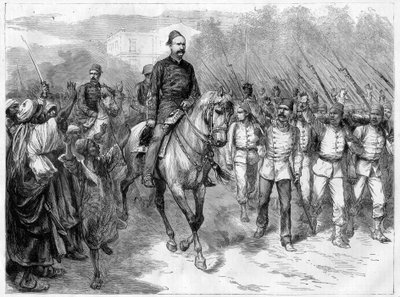 Háború Egyiptomban – Arabi pasa követei katonákat toboroztak a törzsek között a britek elleni harcra – Arabi pasa (Orabi pasa, Ahmed Urabi) (1841-1911), és csapatai 1882-ben alkotó: Unknown artist
