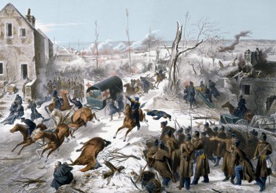 1870-es háború Franciaország és Poroszország között: Vöröskereszt a bapaume-i csata során Pas de Calais-ban 1871.01.2-án és 3-án, amely során a Faidherbe tábornok vezette északi hadsereg győzött a poroszok ellen. alkotó: Unknown artist
