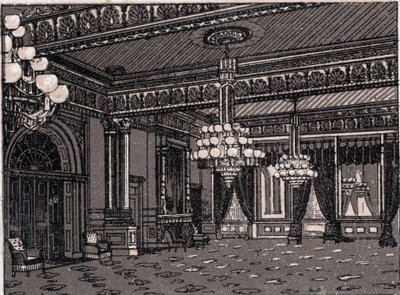 Washington, Egyesült Államok: kilátás az East Room-ra, Fehér Ház. in "" A világ 168 nézetet szemléltet"" Keltezés nélküli (19. század vége) alkotó: Unknown artist