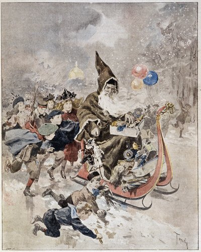 Mikulást ábrázoló akvarell. „Az illusztrált világ”. 1895.12.21. alkotó: Unknown artist