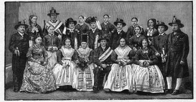 Wendic esküvői parti (Wends) - metszet 1897 - Wendes (Kelet-Németországban élő szlávok) alkotó: Unknown artist