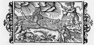 Varázsló, aki megzavarja a Tempetét – Olaus Magnus "Az északi nemzetek története" című könyvében (Az északi népek története), Róma, 1555 alkotó: Unknown artist