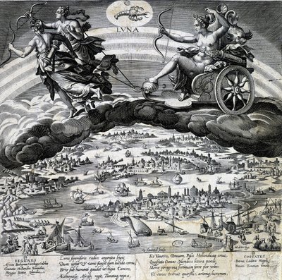 Csillagjegy Rák. Hold, Semelee tankjának ábrázolása. századi metszet. alkotó: Unknown artist