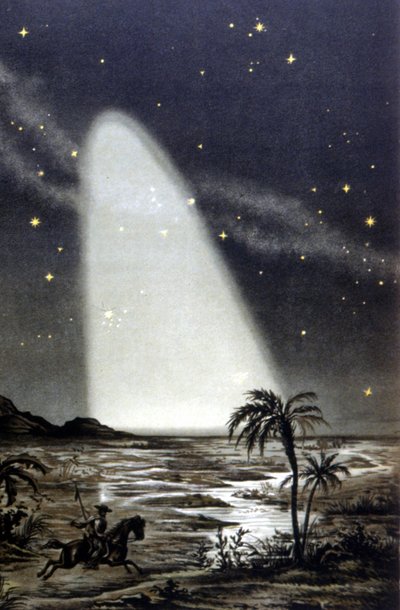 Zodiákus fényjelenség a mexikói szavannán. 19. századi színes litográfia. alkotó: Unknown artist