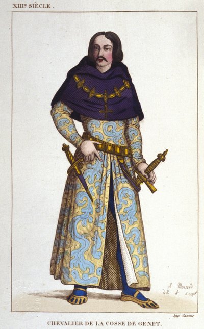 Chevalier de la Cosse jelmeze Genettől az 1365-ös év után. 1830-as metszet alkotó: Unknown artist