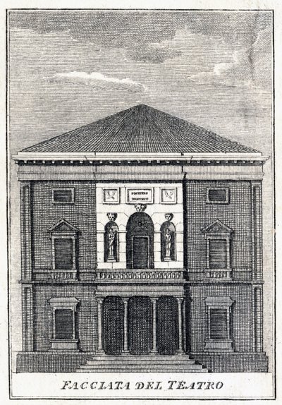 század közepén a velencei Fenice Színház homlokzata. alkotó: Unknown artist