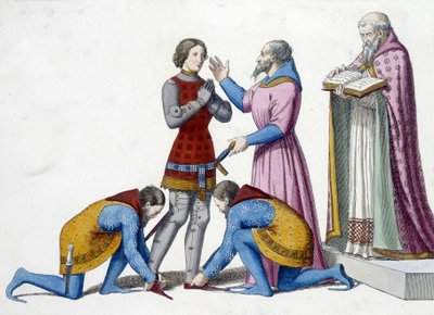 lovagírás - Egy lovag megpuhulása Itáliában a 14. században - metszet alkotó: Unknown artist