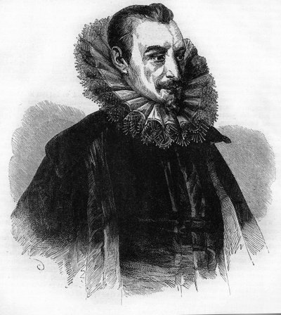Edmund Spenser portréja.angol költő (1552-1599).William Howitt „Anglia története” című metszet. alkotó: Unknown artist