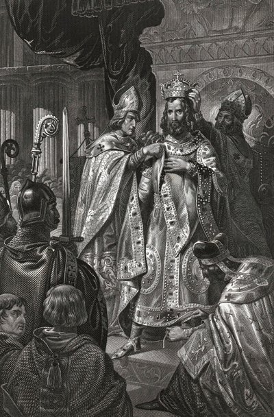 sacre de Baudouin de Boulogne dit Baudouin Ier (v. 1065-1118), roi de Jerusalem – I. Baldwin koronázása 1100. karácsony napján par Anonymous alkotó: Unknown artist