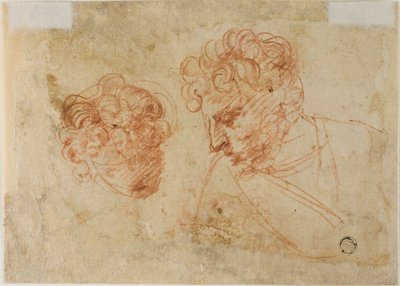 Két fejvázlat (recto); Két vázlat drapírozott nőről (verso) alkotó: Unknown Florentine