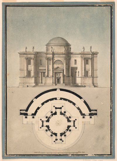 Klasszikus templom kialakítása Tempietto-val és félköríves Aedicule-val alkotó: Unknown, Italian