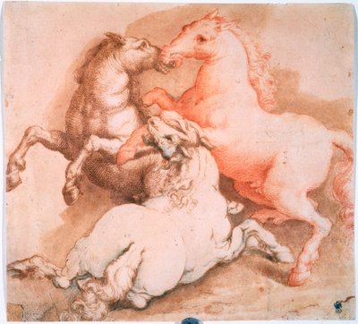 „Fighting Horses”, c1550-1600 alkotó: Unknown Old Master
