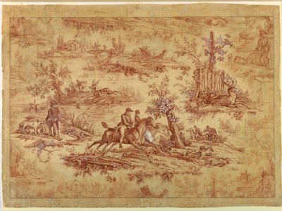 Rajz, karikatúra pamut nyomtatott textilhez, La Route de Jouy, 1815 után alkotó: Unknown artistUnknown artist