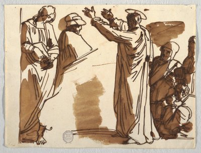 Rajz, Karikatúrák Ananiás és Szent Pál haláláról, Raffaello után, 1820 körül. alkotó: Unknown artistUnknown artist