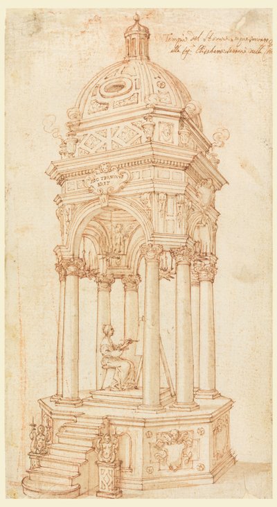 Rajz, Elisabetta Sirani (1638-1665) bolgóniai művésznő katafalkája, 1665 alkotó: Unknown artistUnknown artist