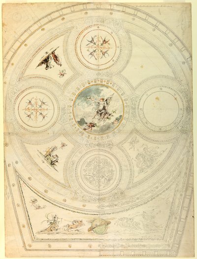 Rajz, mennyezeti díszítés, Teatro Valle, Róma, 1821 alkotó: Unknown artistUnknown artist