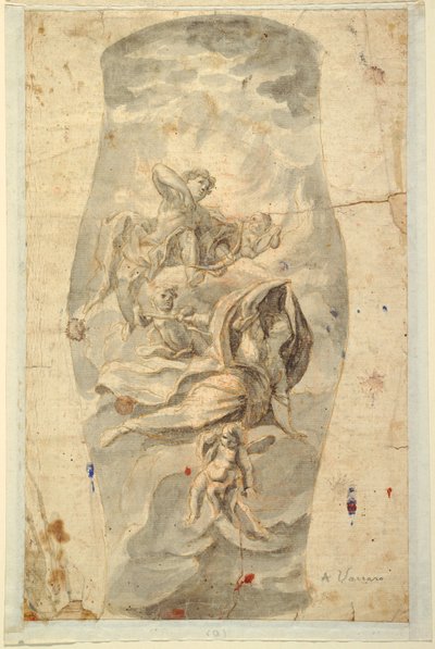 Rajz, mennyezeti rajz Apollóval, 1780 körül. alkotó: Unknown artistUnknown artist