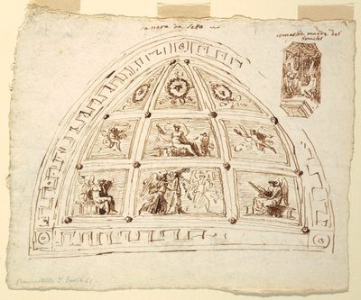 Rajz, mennyezeti boltozatdíszítés, hálószoba, Cornelia szoba, Palazzo Cavina, Faenza, 1816 alkotó: Unknown artistUnknown artist