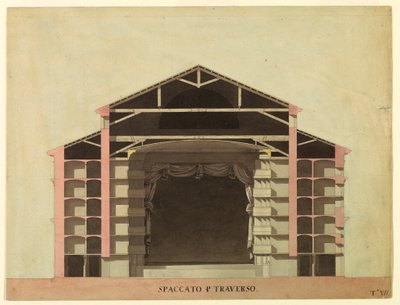 Rajz, Versenyterv a velencei La Fenice számára: Keresztmetszet, 1788 alkotó: Unknown artistUnknown artist