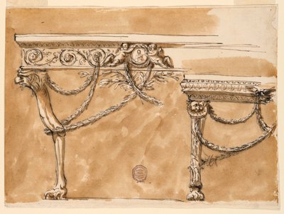 Rajz, Konzolasztalok, 1790 körül. alkotó: Unknown artistUnknown artist
