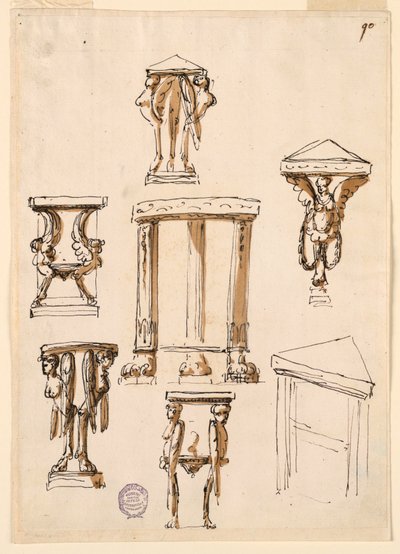 Rajz, konzolasztalok, 1800 körül. alkotó: Unknown artistUnknown artist
