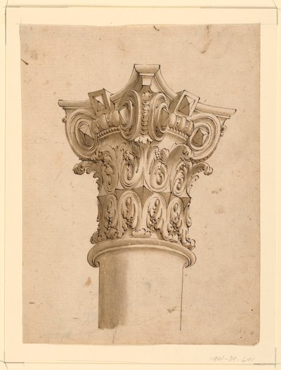 Rajz, kompozit tőke saroknézete, 1625-1650 alkotó: Unknown artistUnknown artist