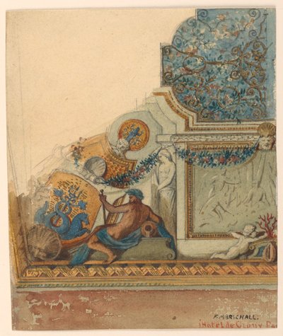 Rajz, mennyezet sarokrészlet, Hotel de Cluny, Párizs, 1885 körül. alkotó: Unknown artistUnknown artist