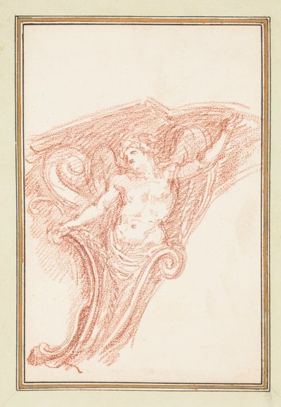 Rajz, sarokrészlet részben meztelen férfi alakkal, 1759-70 körül. alkotó: Unknown artistUnknown artist